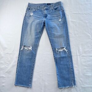 AG Adriano Goldschmied The Nolan‎ Ankle Relaxed Slim Jeans Blue Distressed 28R